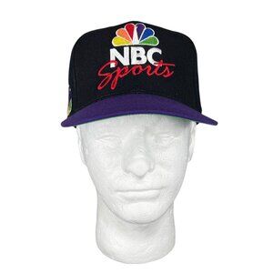 New 90s NBC Sports Snapback Hat Black & Purple Embroidered Logo One Size